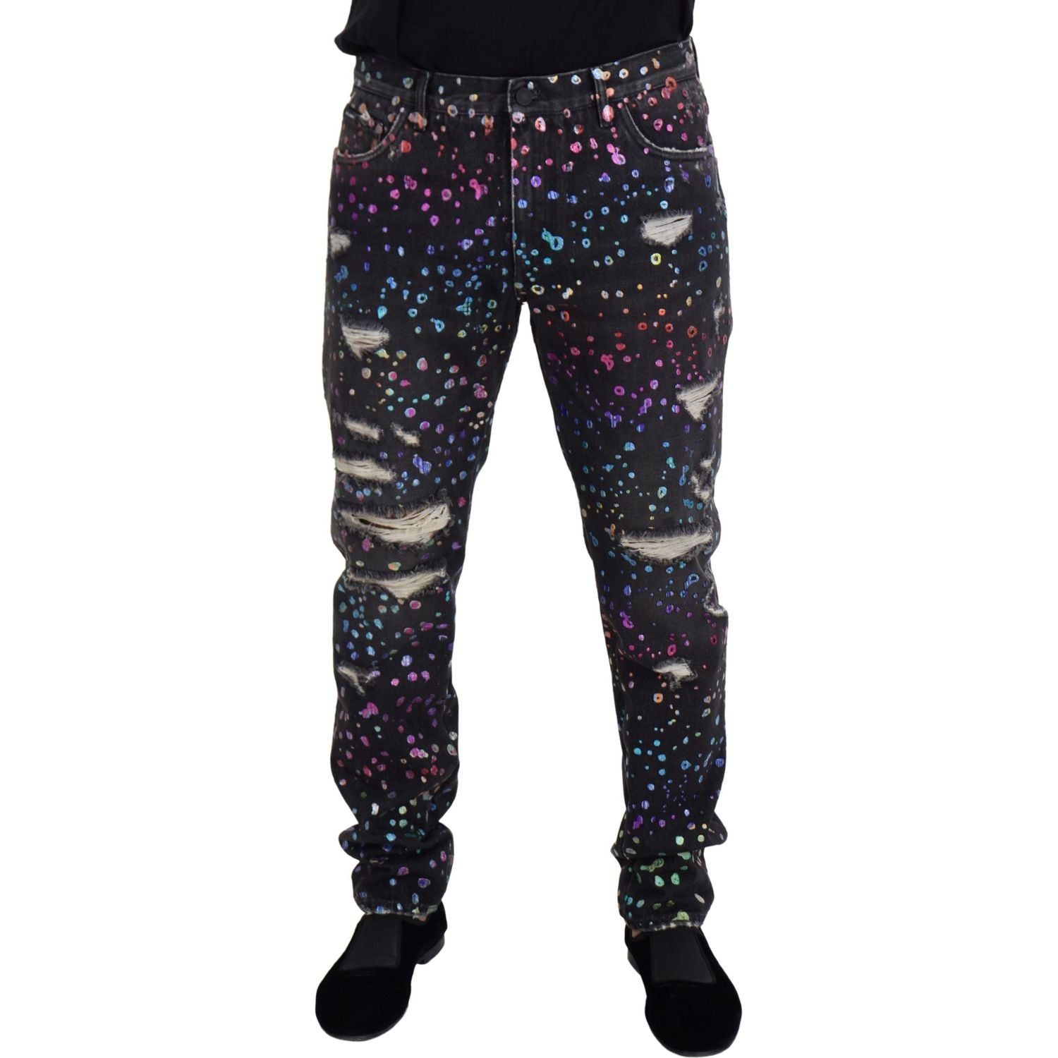 بنطلون جينز أنيق مطبوع متعدد الألوان من دولتشي آند غابانا