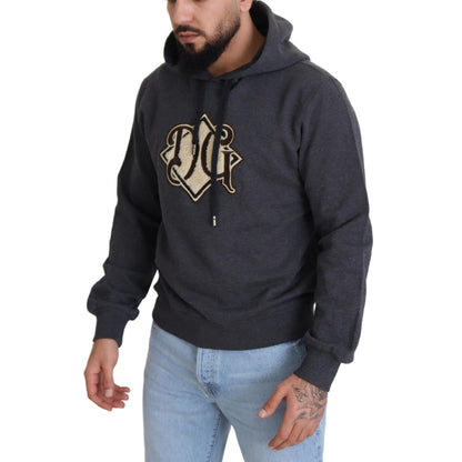 Dolce & Gabbana Gray Logo Cotton Hooded Sweatshirt Sweater