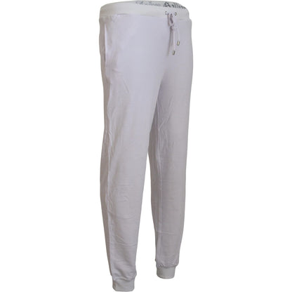 John Galliano White Cotton Logo Mens Jogger Pants