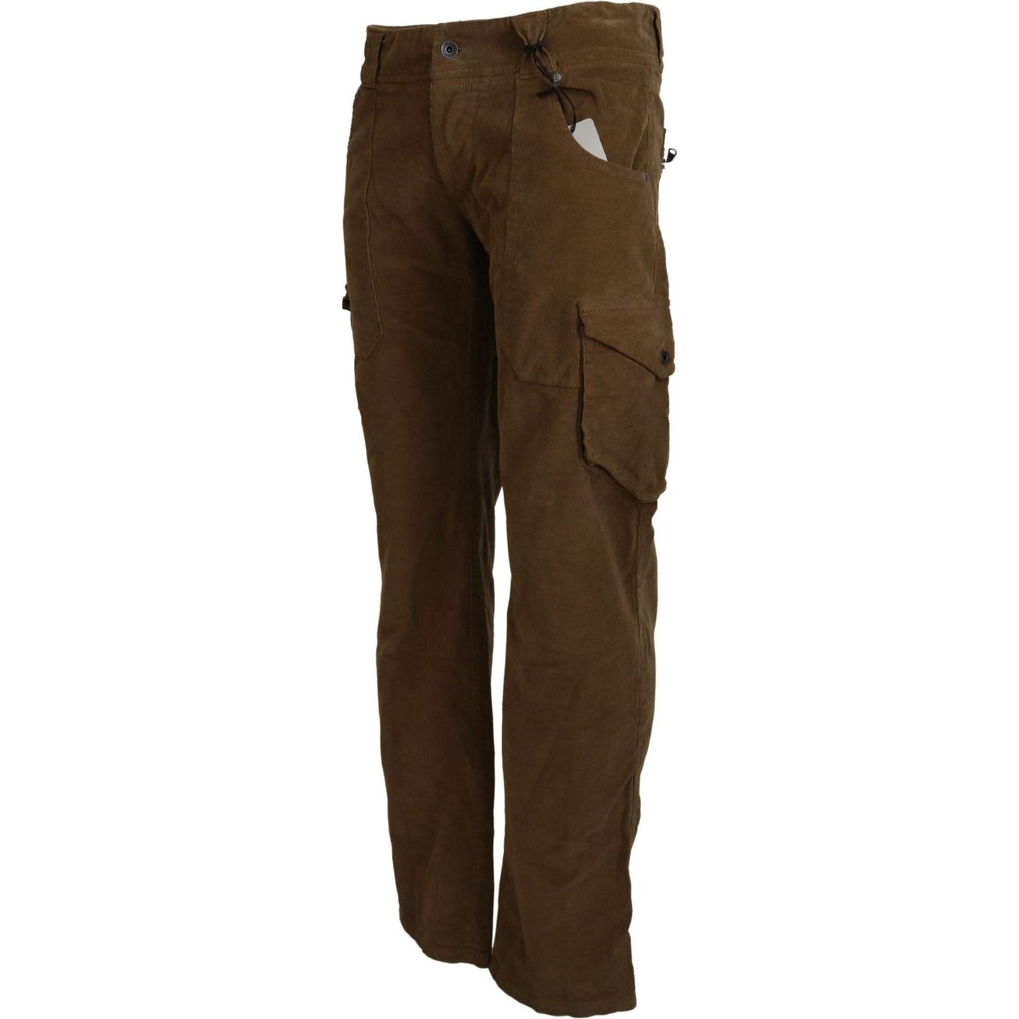Ermanno Scervino Brown Cotton Corduroy Cargo Pants