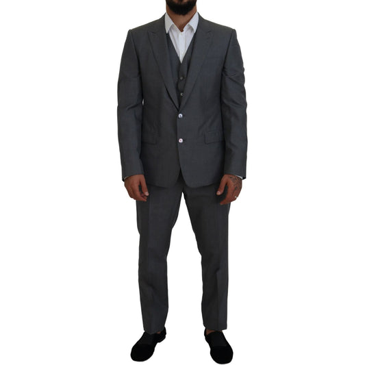 Dolce & Gabbana Gray MARTINI 3 Piece Slim Fit Suit