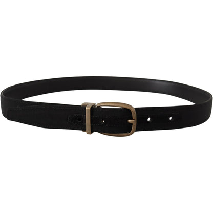 Dolce & Gabbana Black Grosgrain Leather Bronze Metal Belt