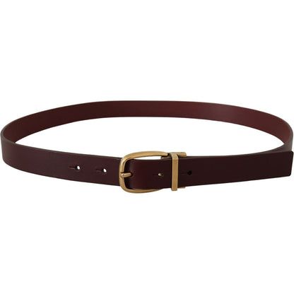 Dolce & Gabbana Brown Leather Classic Gold Metal Buckle Belt