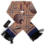 Dolce & Gabbana Multicolor Patterned Seashell DG Logo Shawl Fringe Scarf