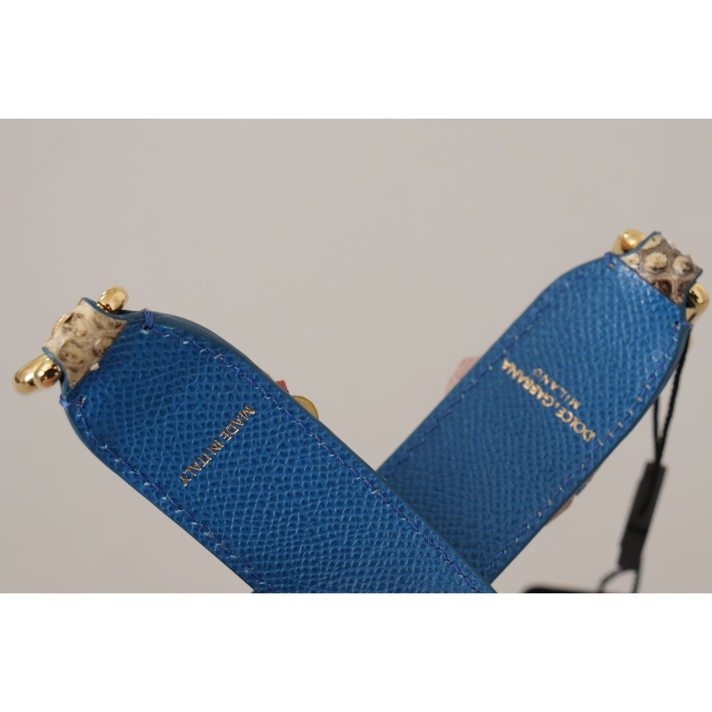Dolce & Gabbana Beige Python Leather Floral Studded Shoulder Strap 1728,67345645728,Bags,Beige,Dolce & Gabbana,Leather Accessories - Women - Bags,Material: 100% Python Leather,New with tags,Shoulder Straps - Bags,Women,Women - Bags