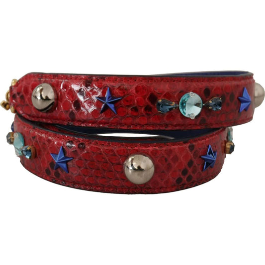 Dolce & Gabbana Chic Red Python Leather Shoulder Strap Dolce & Gabbana Saddle Brown