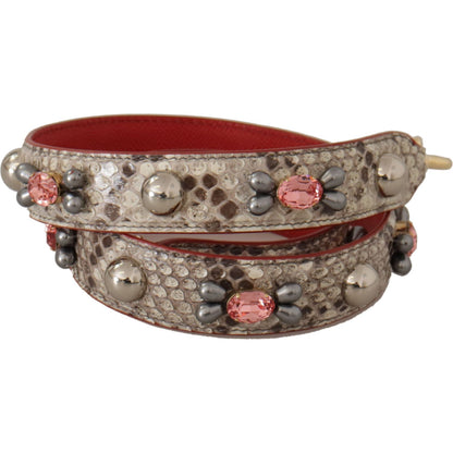 Dolce & Gabbana Beige Exotic Leather Studded Shoulder Strap