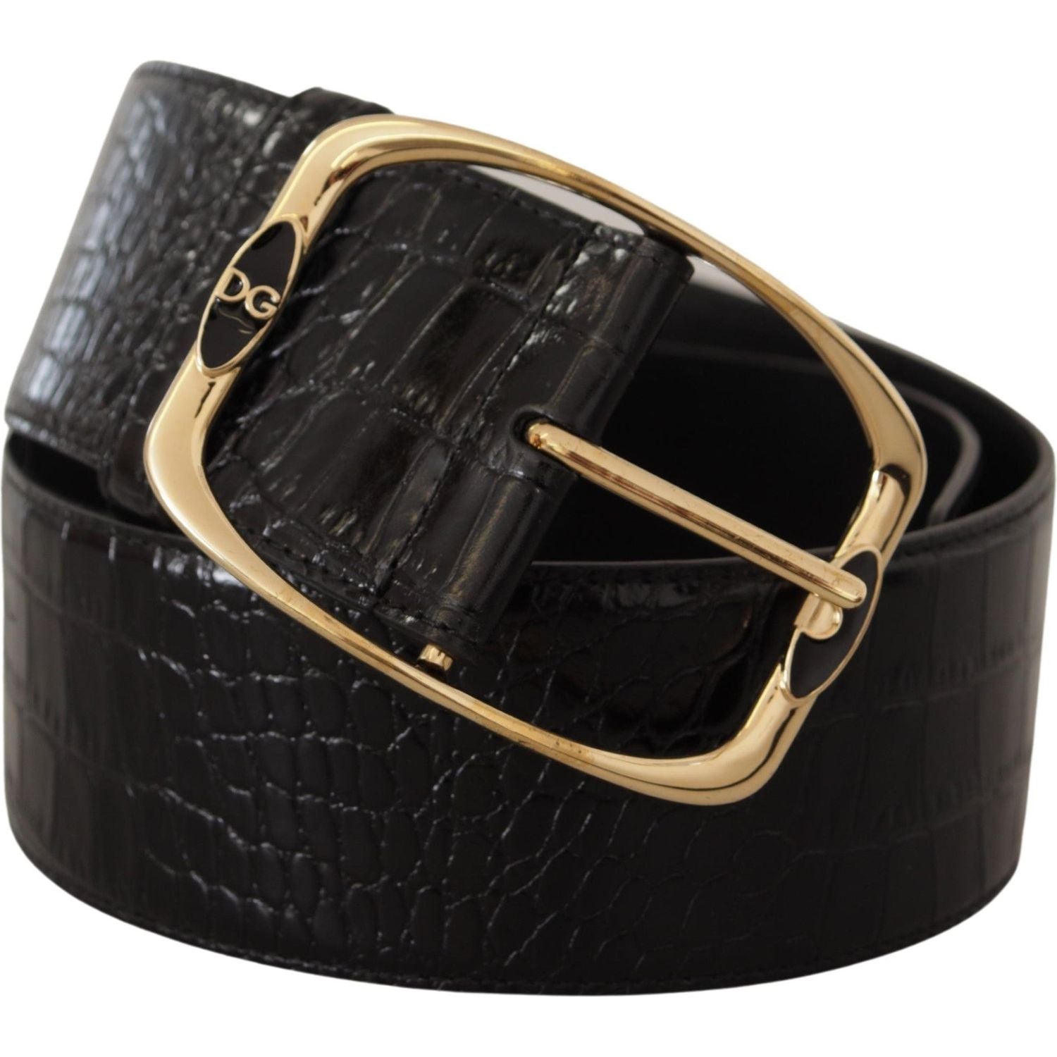 حزام أنيق من الجلد الأسود يحمل شعار دولتشي آند غابانا