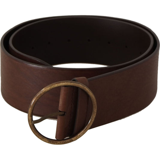 Dolce & Gabbana Elegant Brown Leather Belt with Engraved Buckle Dolce & Gabbana Black