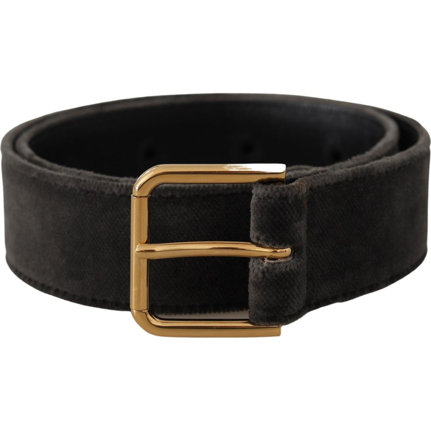 Dolce & Gabbana Brown Velvet Gold Tone Logo Metal Waist Buckle Belt