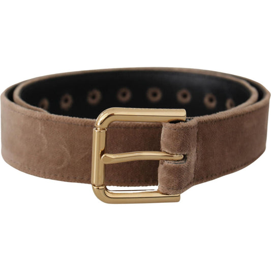 Dolce & Gabbana Elegant Velvet Logo Buckle Belt Dolce & Gabbana Dark Olive Green