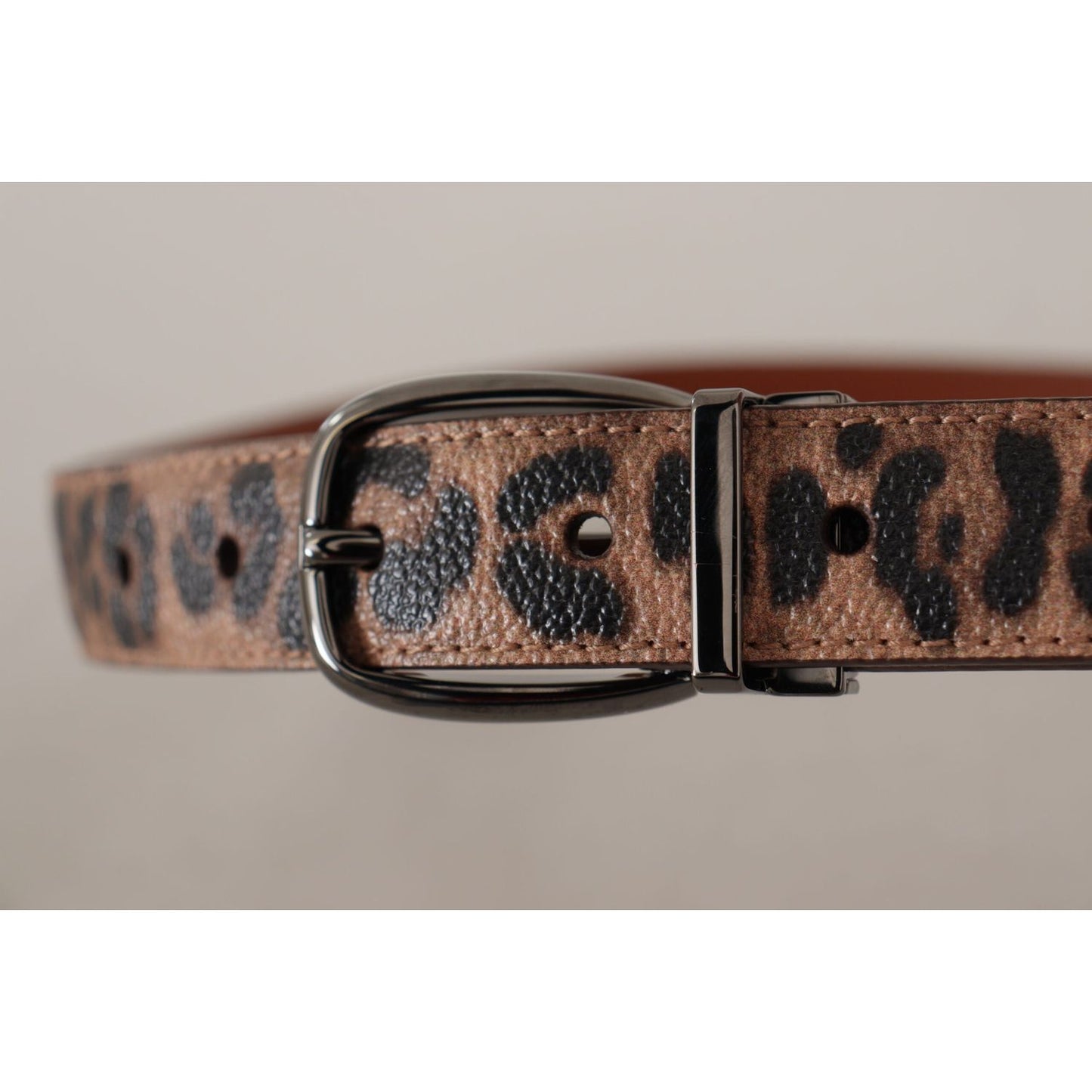 Dolce & Gabbana Brown Leopard Embossed Leather Buckle Belt