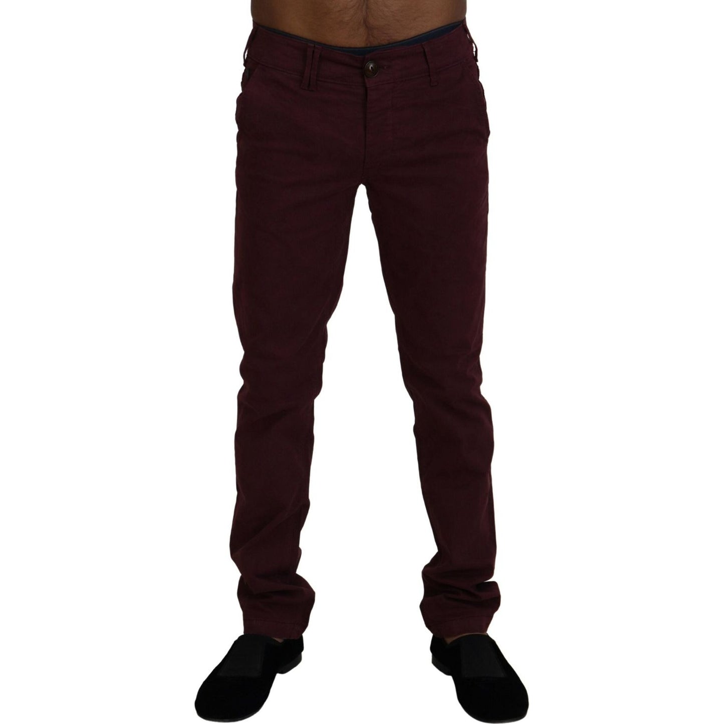 CYCLE Maroon Cotton Stretch Skinny Casual Men Pants