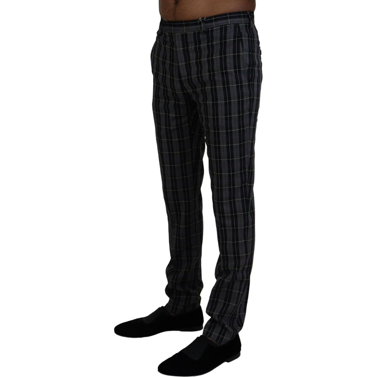 BENCIVENGA Gray Checkered Slim Fit Men Pants