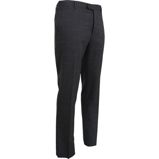 BENCIVENGA Elegant Checkered Wool Dress Pants for Men BENCIVENGA Dark Slate Gray