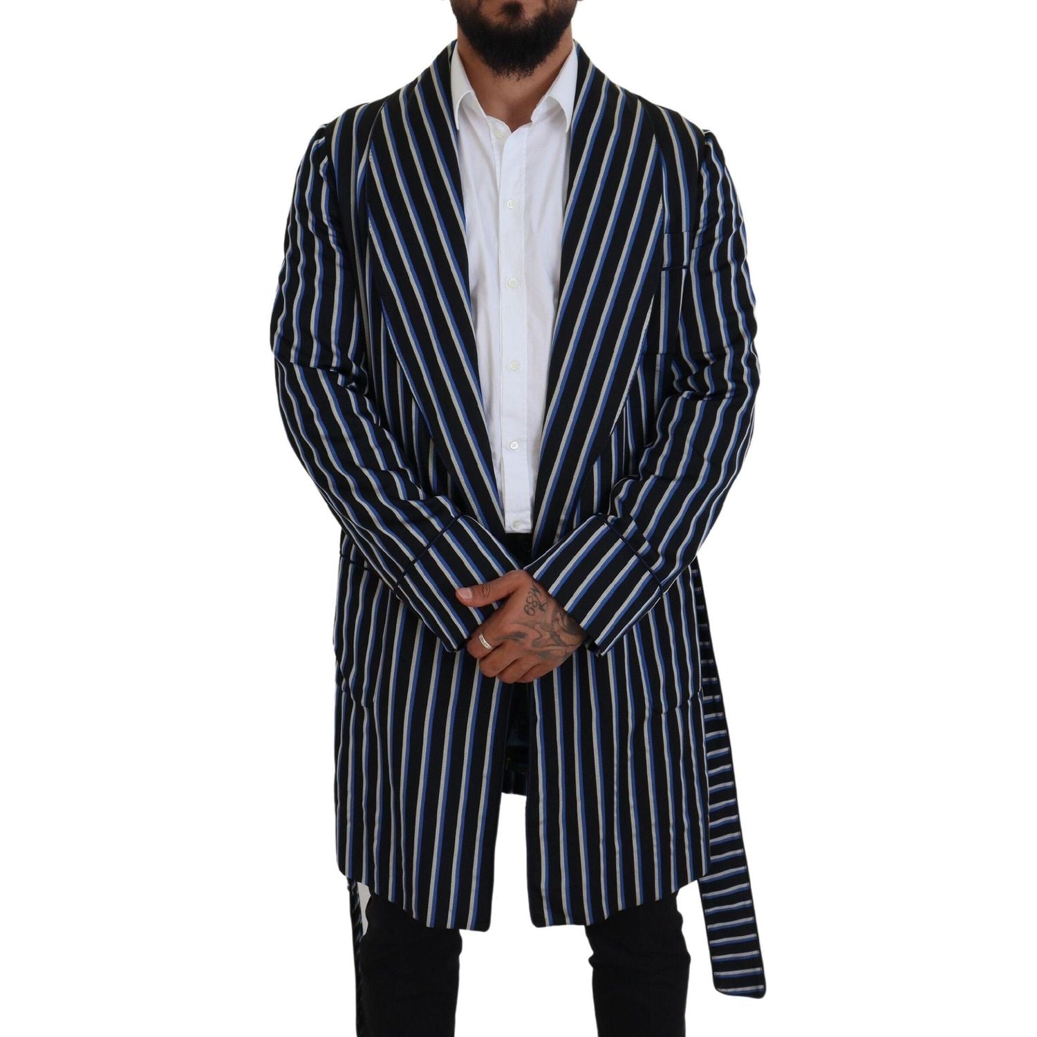 رداء دولتشي آند غابانا الأنيق المصنوع من الحرير المخطط