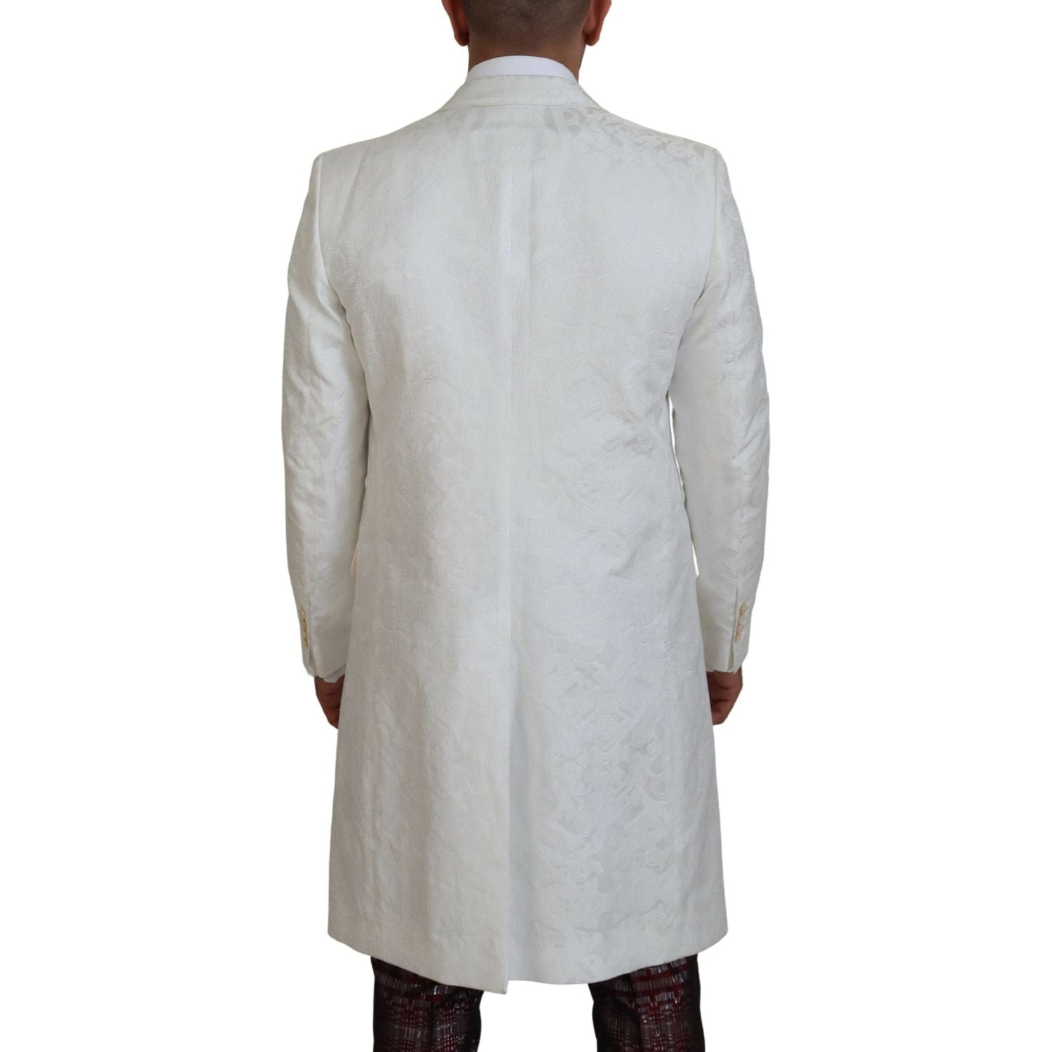 معطف ترنش أنيق من دولتشي آند غابانا مزين بالزهور باللون الأبيض