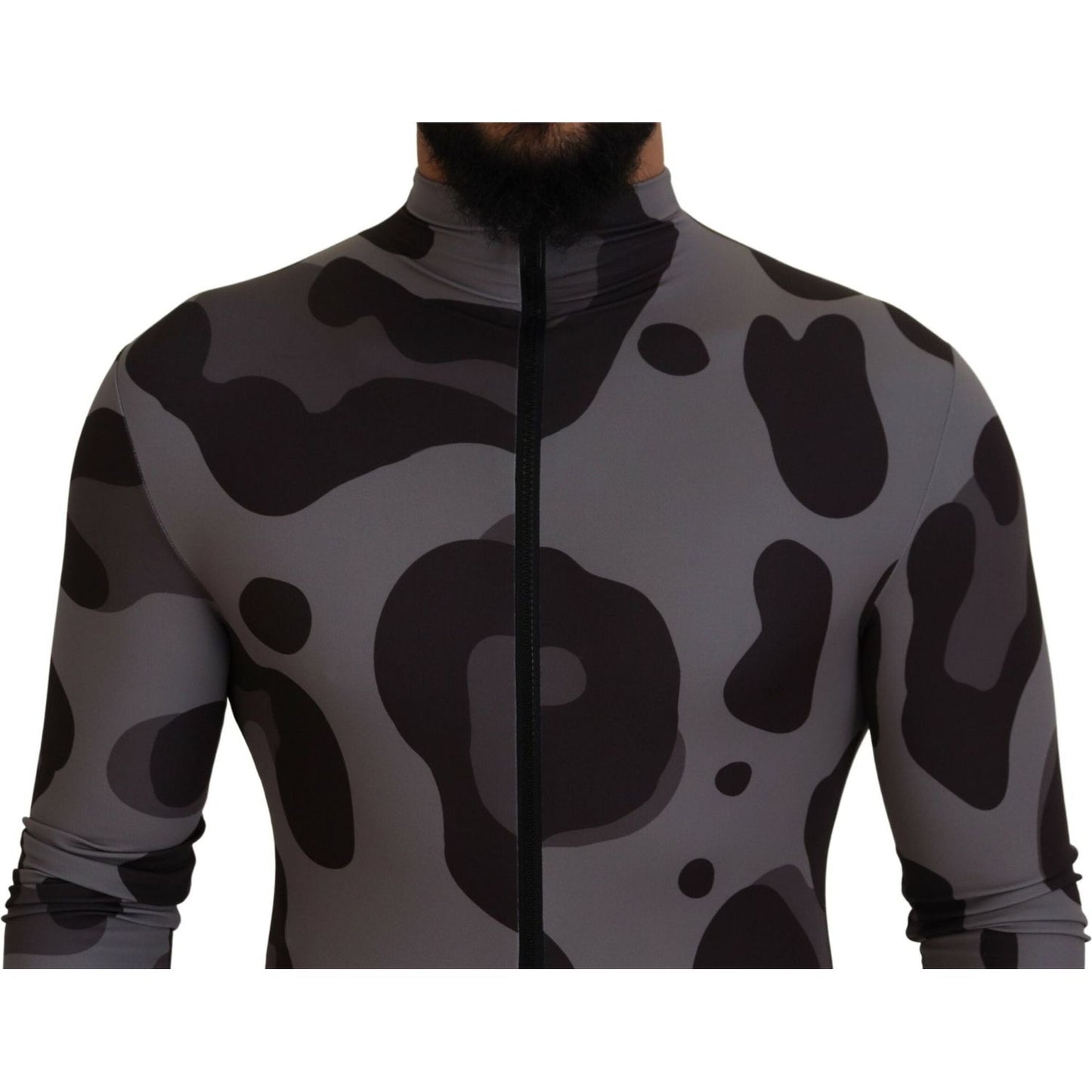 Dolce & Gabbana Gray Patterned Polyester Wetsuit Swimwear