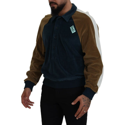 Dolce & Gabbana Multicolor Cotton Collared Pullover Sweater