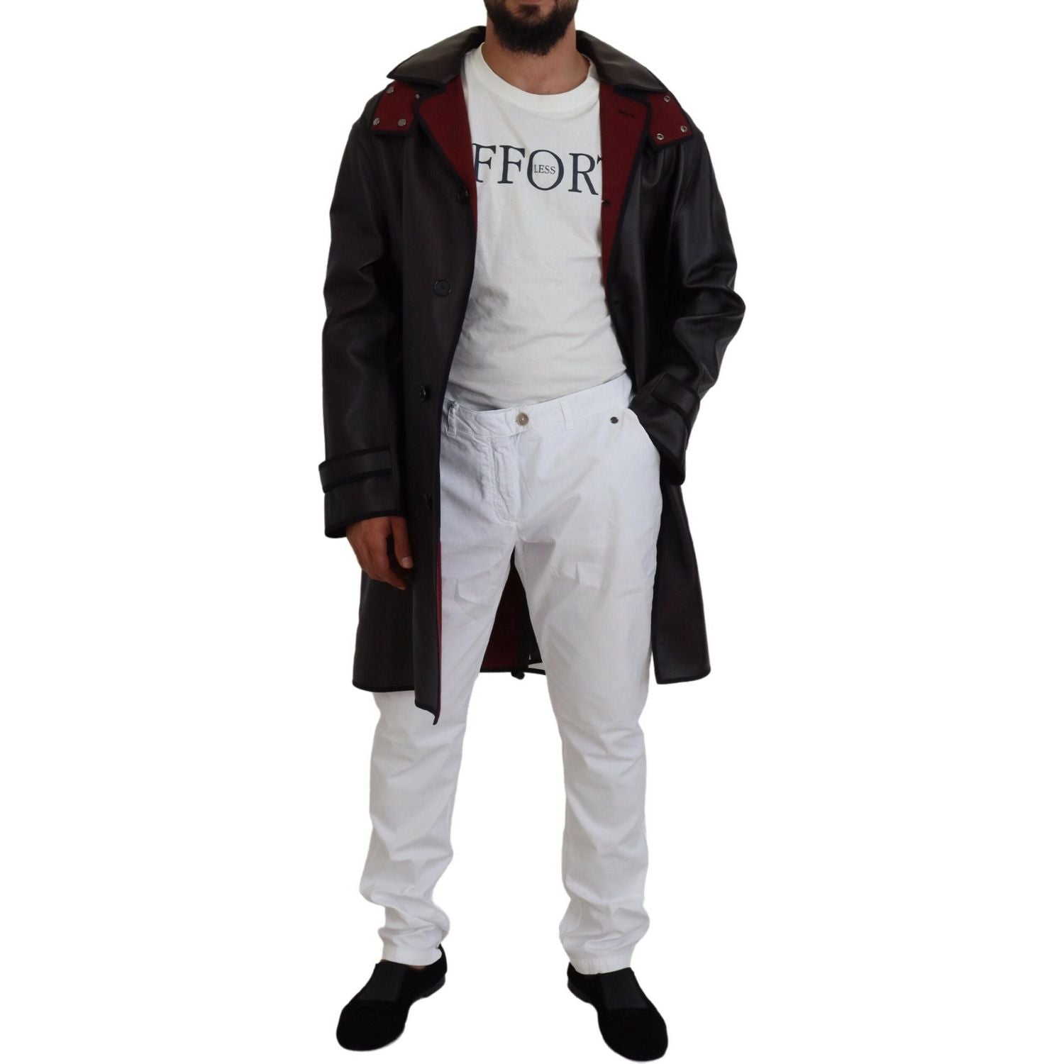 معطف باركا أنيق بغطاء رأس من دولتشي آند غابانا باللونين الأسود والبورجوندي