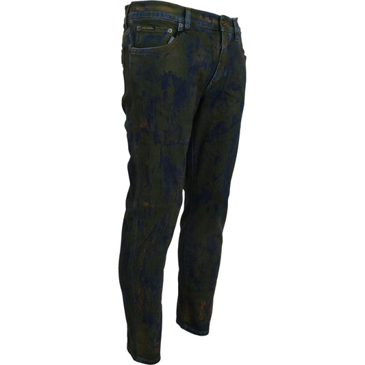 Dolce & Gabbana Chic Slim-Fit Denim Jeans in Green Wash Dolce & Gabbana Black
