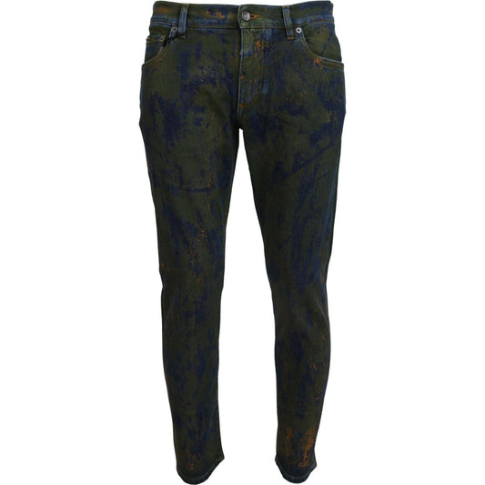 Dolce & Gabbana Chic Slim-Fit Denim Jeans in Green Wash Dolce & Gabbana Dark Slate Gray