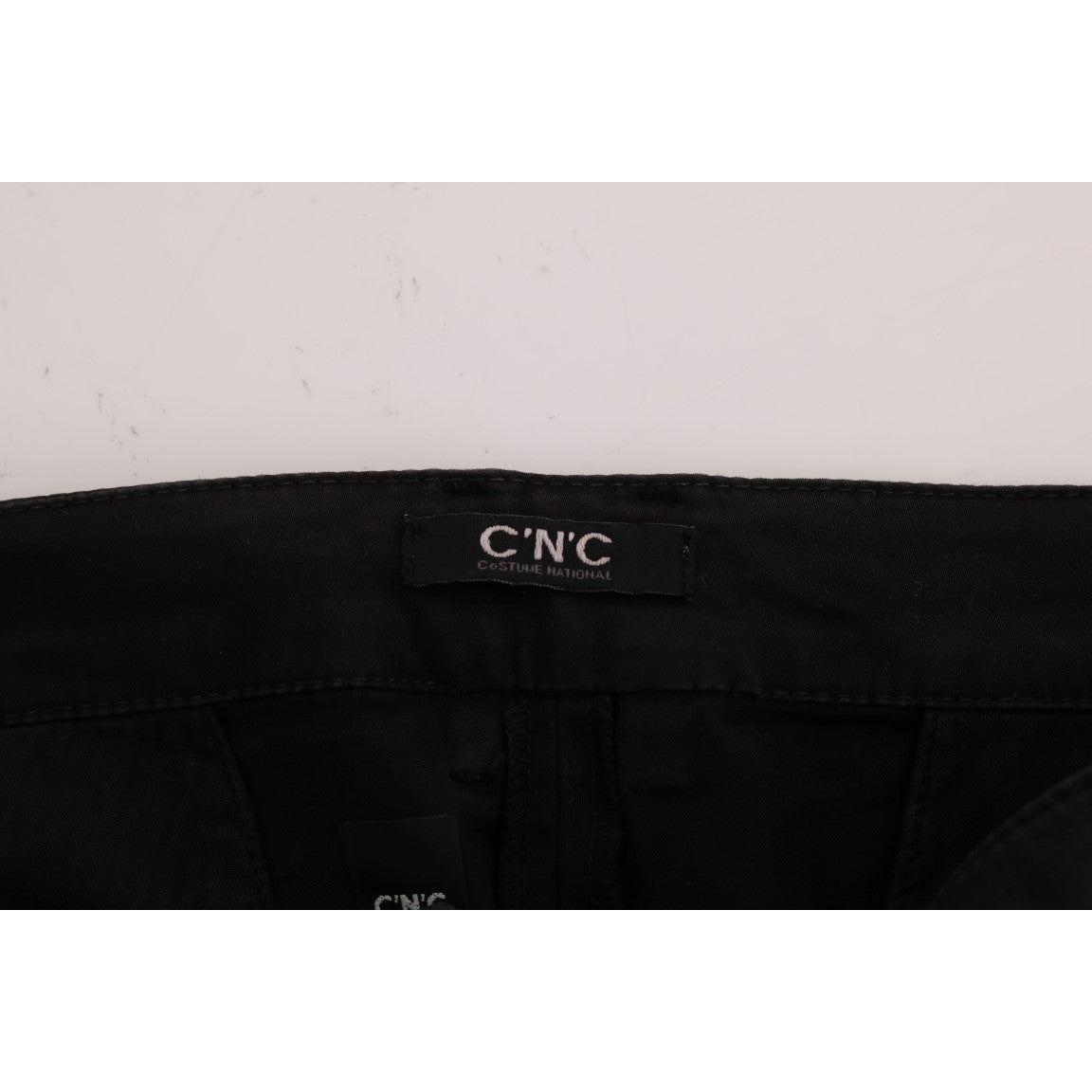 Costume National Black Slim Fit Cotton Stretch Pants Jeans & Pants