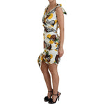 Dolce & Gabbana White Coconut Print Sheath Mini Silk Dress