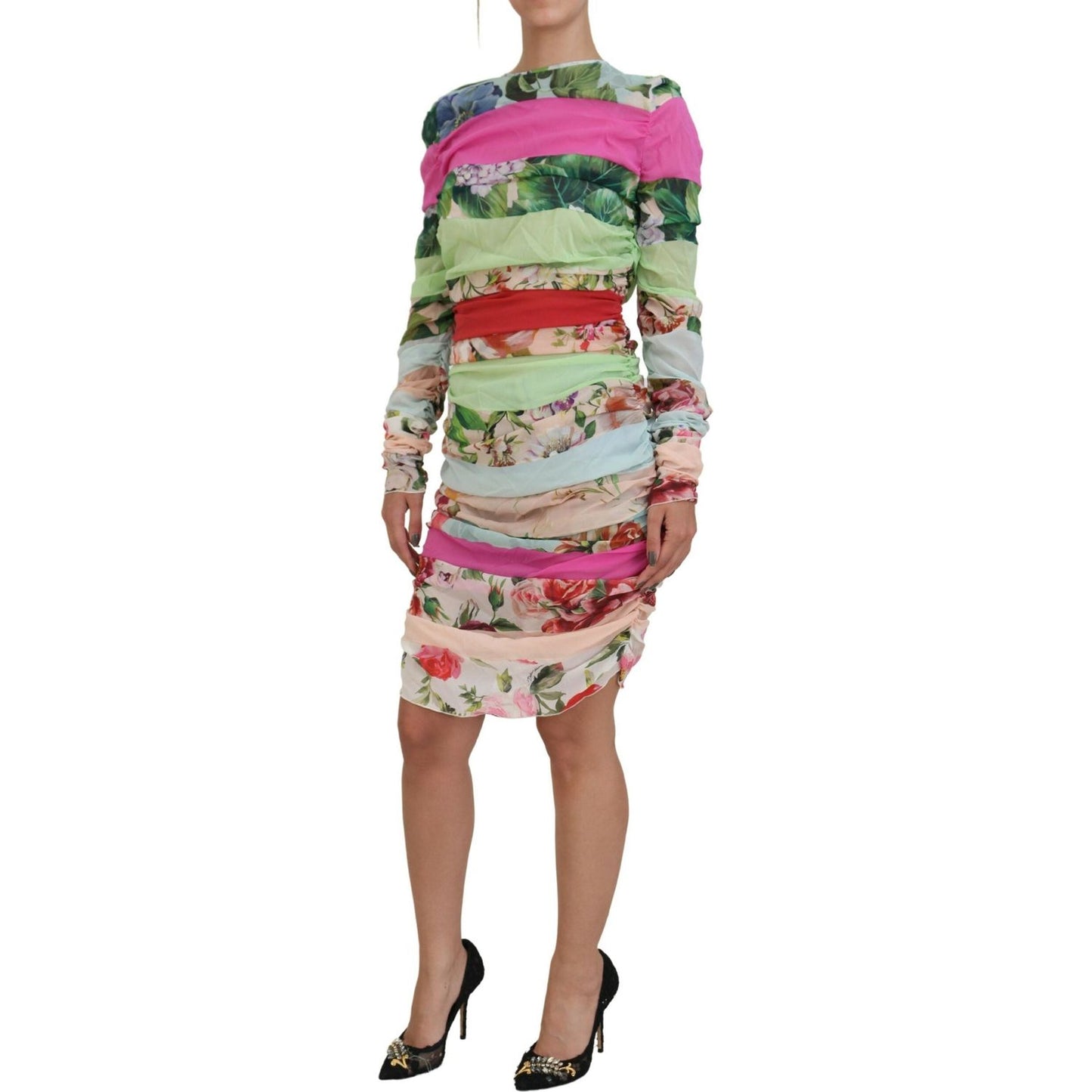 Dolce & Gabbana Multicolor Silk Floral Bodycon Sheath Dress