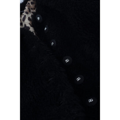 Dolce & Gabbana Black Cashmere Blend Faux Fur Coat Jacket