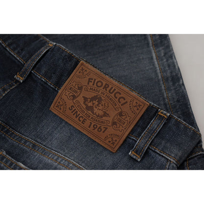 Fiorucci Dark Blue Washed Mid Waist Pencil Cut Denim Skirt