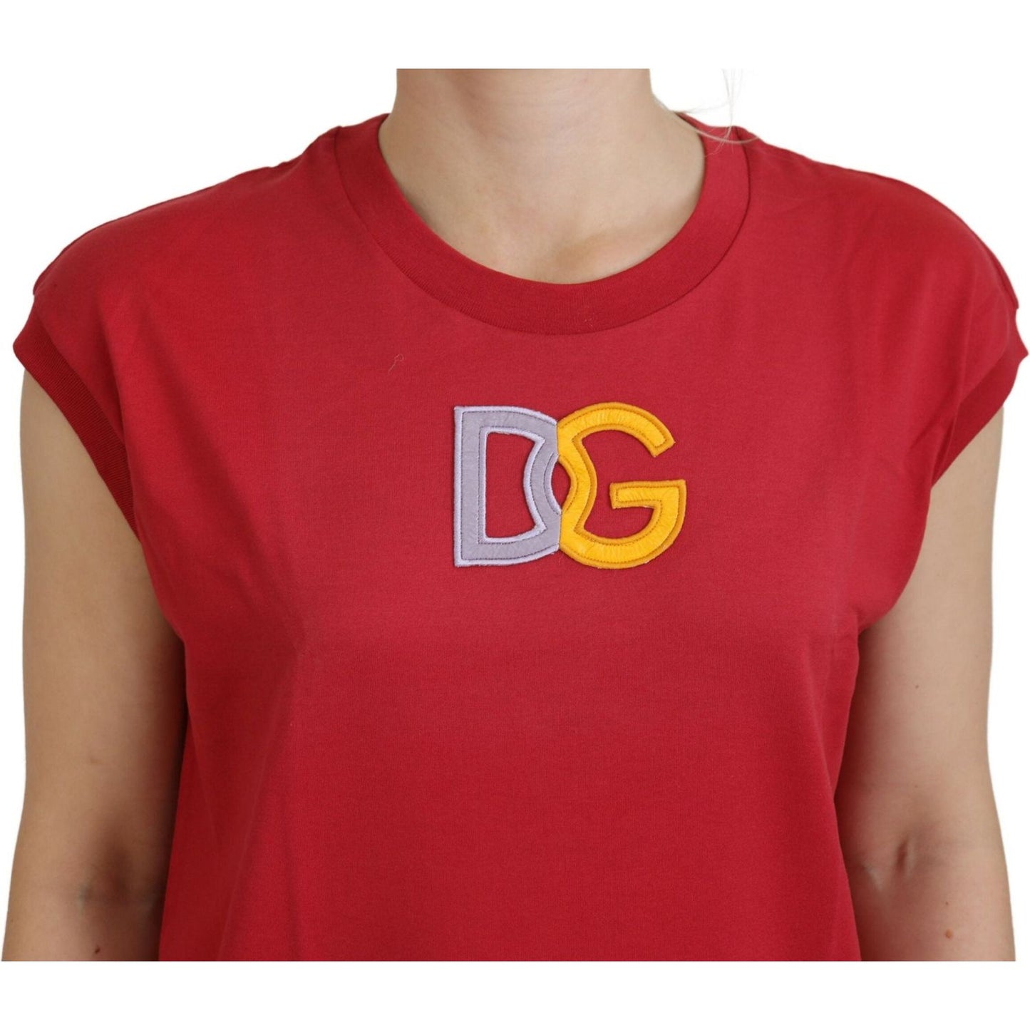 Dolce & Gabbana Red Cotton DG Logo Tank Top T-shirt