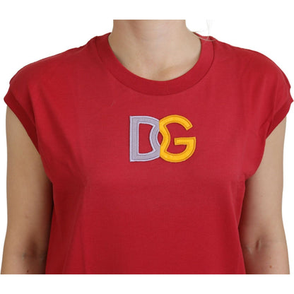 Dolce & Gabbana Red Cotton DG Logo Tank Top T-shirt