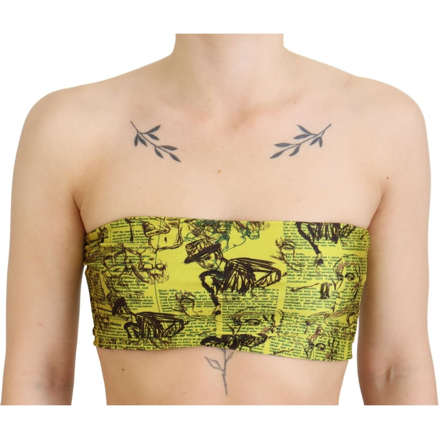 حمالة صدر من John Galliano أنيقة ومقطوعة من الأعلى ومطرزة بألوان متعددة