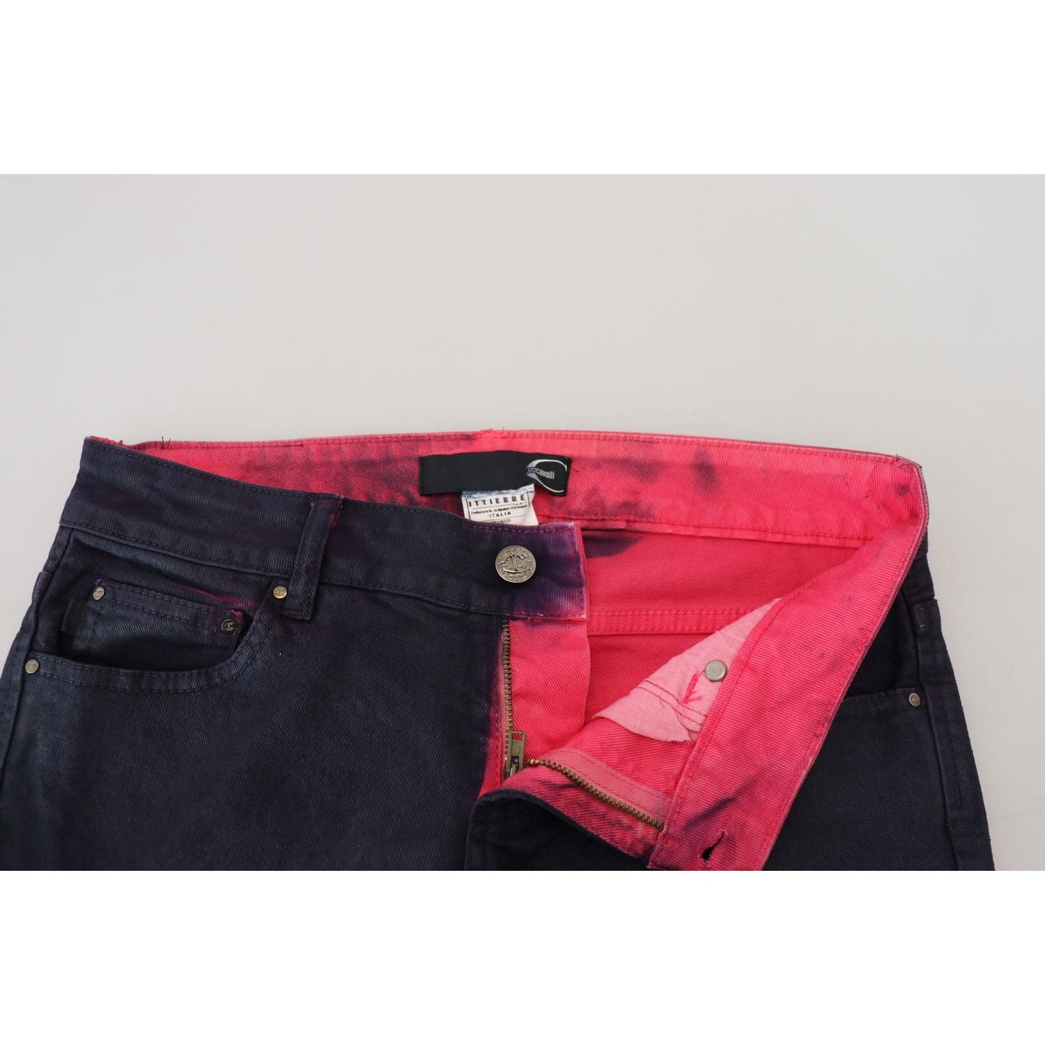 بنطال جينز أسود أنيق بخصر منخفض من Just Cavalli