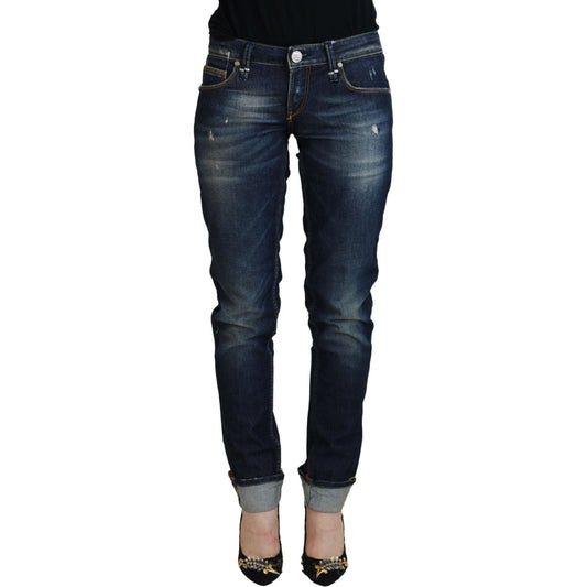 Acht Elegant Slim Fit Low Waist Denim Pants Acht Dark Slate Gray