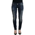 Acht Blue Washed Cotton Slim Fit Women Denim Jeans