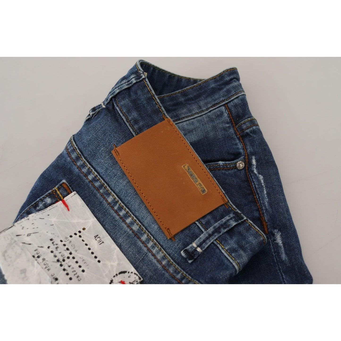 Acht Blue Washed Cotton Slim Fit Women Denim Jeans