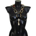 Dolce & Gabbana Gold Brass Sicily Crystal Robe Statement Necklace Necklace