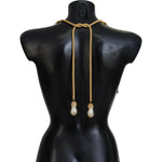 Dolce & Gabbana Gold Brass Sicily Crystal Robe Statement Necklace Necklace