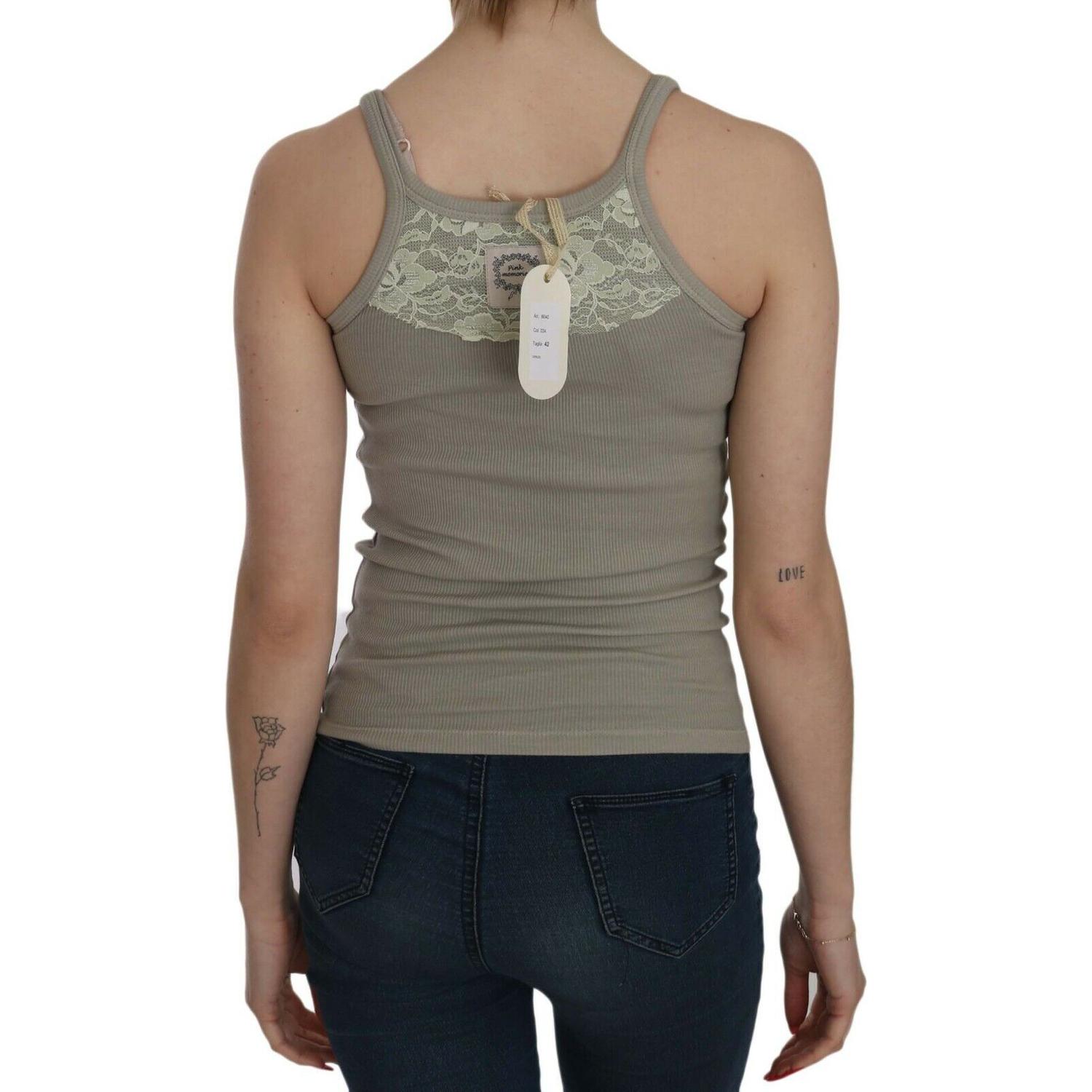 بلوزة أنيقة باللون البيج بأشرطة رفيعة من PINK MEMORIES