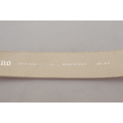 John Galliano Pink Leather Letter Logo Round Buckle Waist Belt