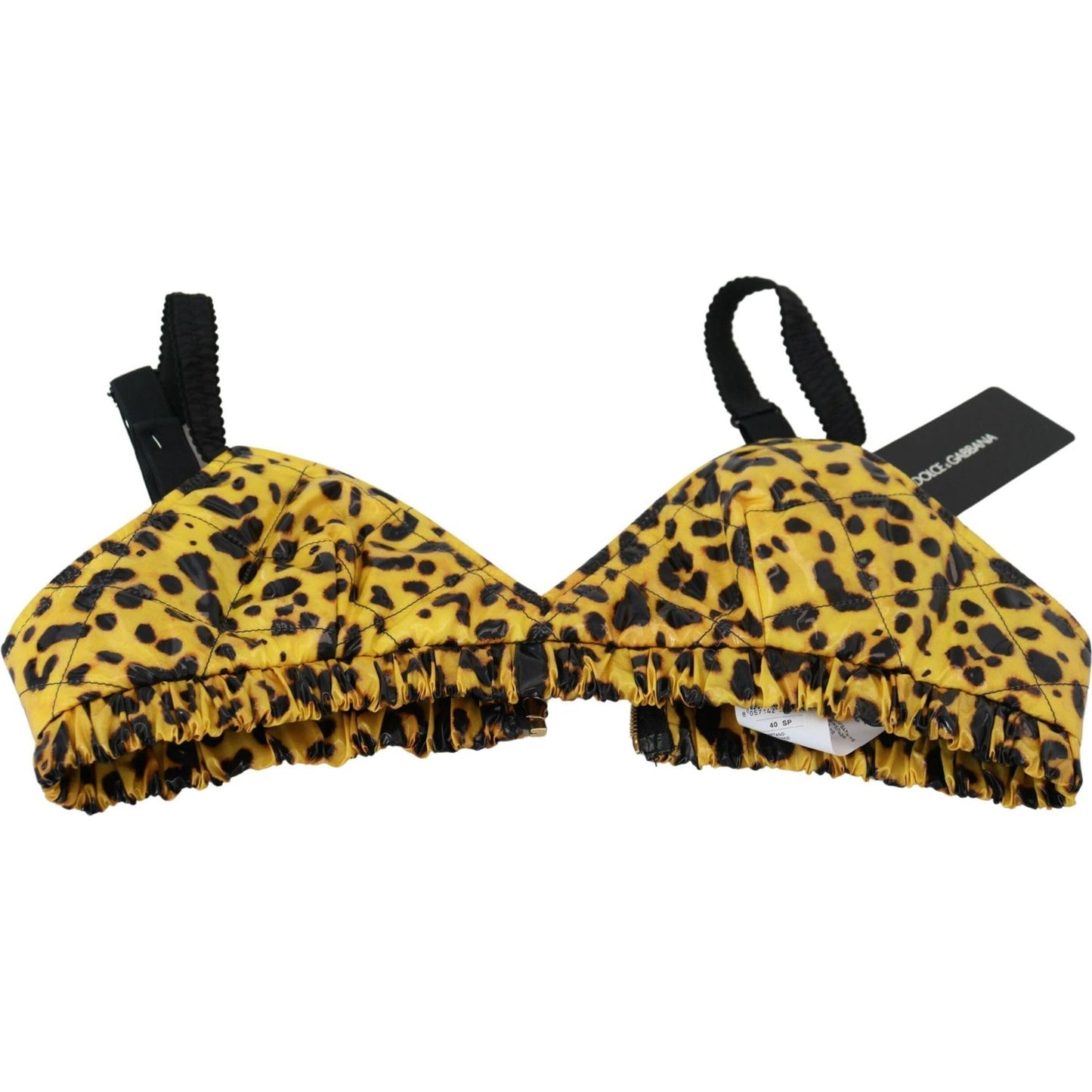 Dolce & Gabbana Yellow Leopard Cropped Bustier Corset Bra Top