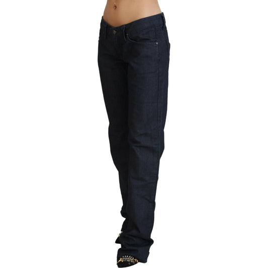 Exte Chic Dark Blue Low Waist Straight Cut Jeans Exte Black