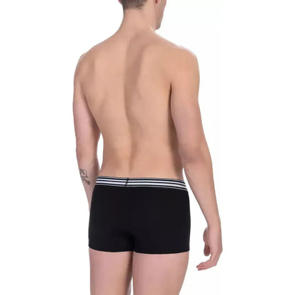 Bikkembergs Black Cotton Men Trunk Twin Pack