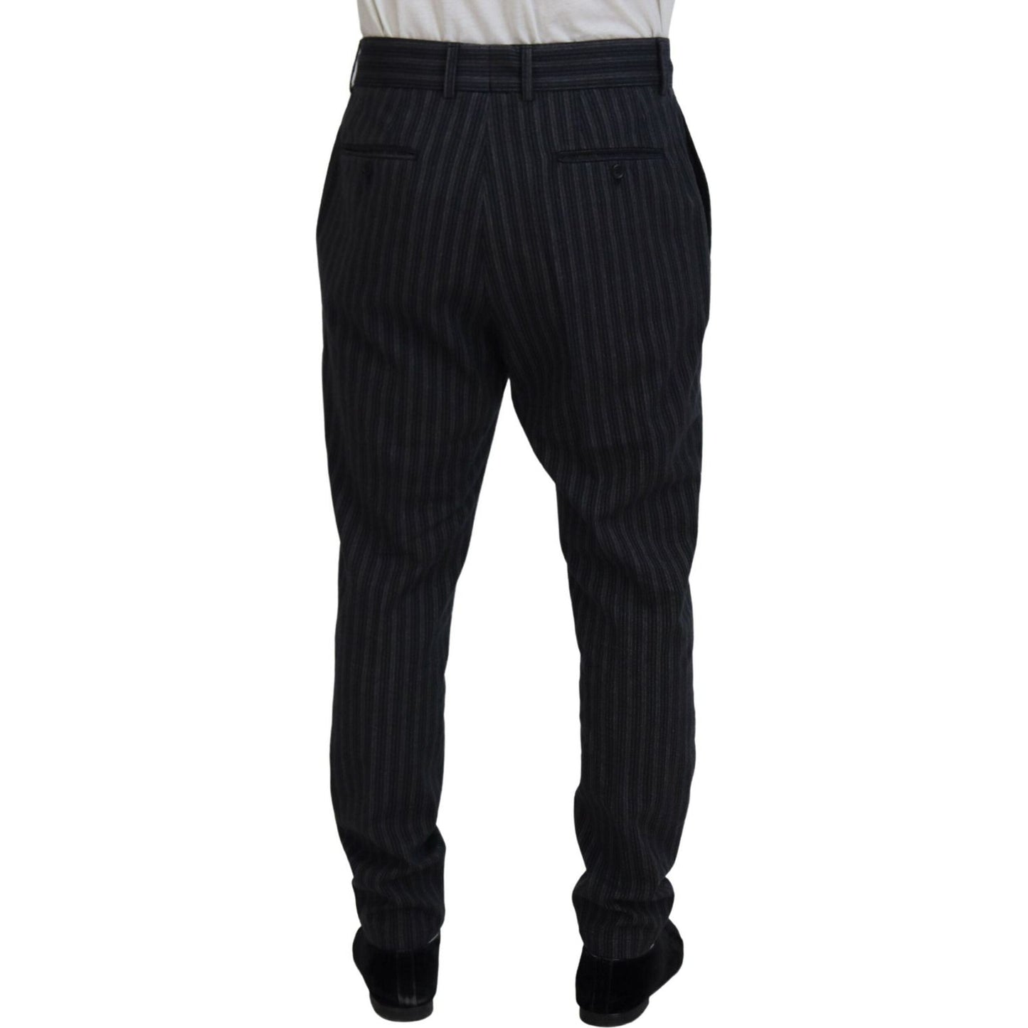 Dolce & Gabbana Dark Gray Stripes Chino Dress Pants