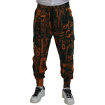 Dolce & Gabbana Multicolor Logo Print Silk Cargo Jogger Pants