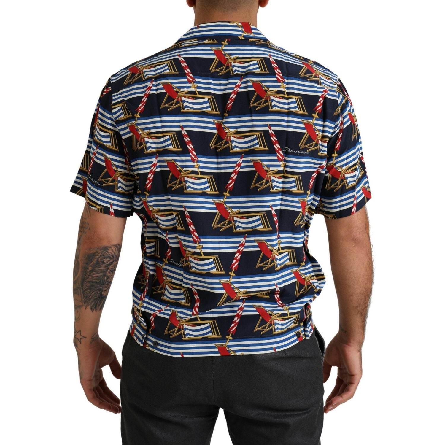 قميص حرير متعدد الألوان أنيق من دولتشي آند غابانا