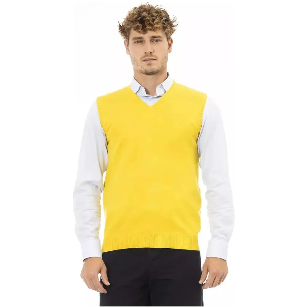 Alpha Studio Yellow Viscose Men Jacket AL-23581-IT46 | S