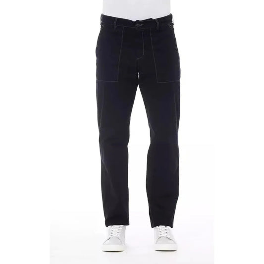 Alpha Studio Blue Cotton Men Pant Alpha Studio Dark Slate Gray